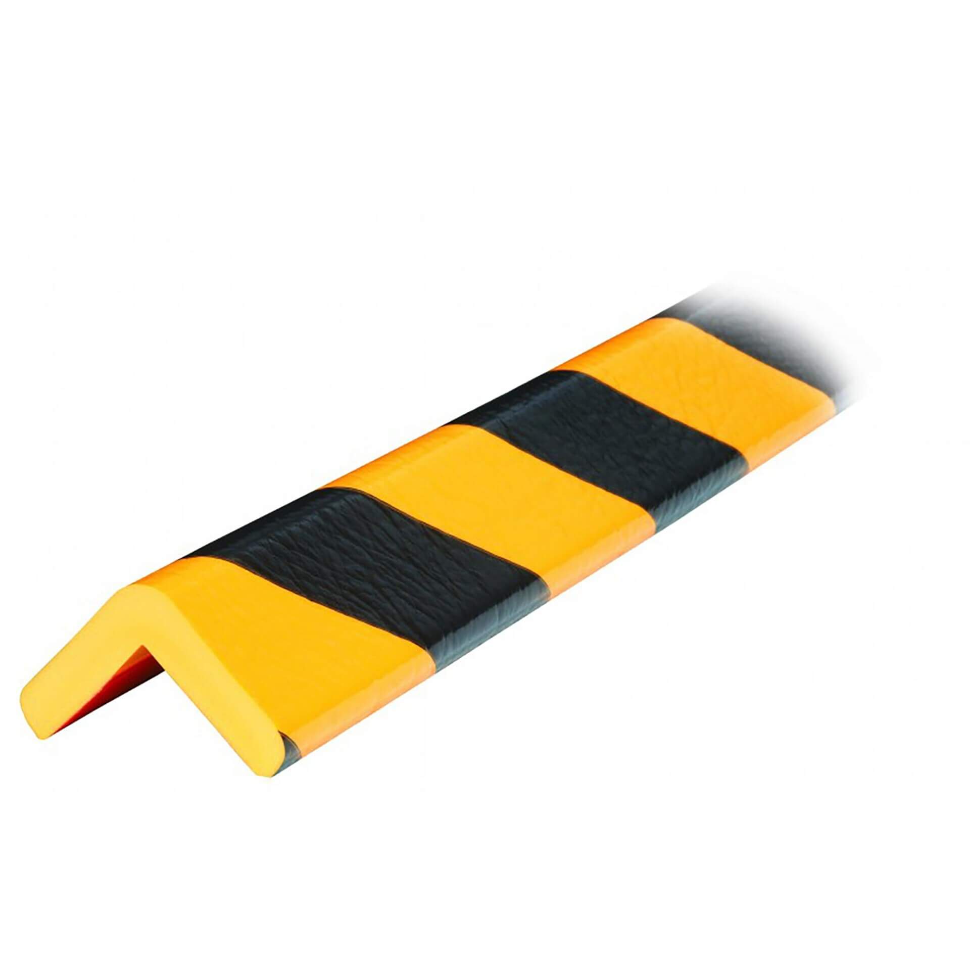 Eckschutzprofil Typ H, Schaumstoff, gelb-schwarz gestreift, rechtwinklig, schützt scharfe Kanten und Ecken vor Stößen.