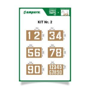 Schablonen KIT Zahlen: Ziffernschablonen 0-9, zwei Gruppen, Maße sichtbar auf jeder Zahlenschablone, von Ampere.