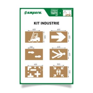 Schablonen KIT Industrie: braune Industrieschablonen - Gabelstapler, Pfeil, Fußabdrücke, Gehender, Erste-Hilfe-Kreuz, Gruppe.
