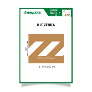 Rechteckige Schablone mit Zickzack-Ausschnitt, 300 mm hoch, Segmentlänge 17,5 cm, für Zebra-Streifen Markierung.