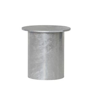 Abdeckkappe für Bodenhülse, gebürstetes Silber, Durchmesser 76 mm, flacher Deckel, auf weißem Hintergrund abgebildet.