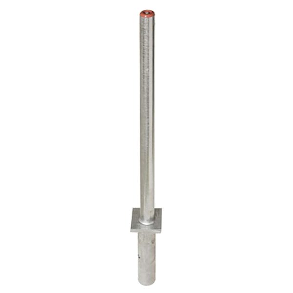 PARAT B-Sperrpfosten: Metallpfosten mit zylindrischem Schaft und quadratischer Bodenplatte zur sicheren Befestigung.