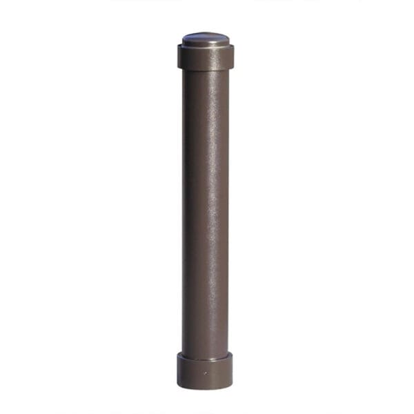 Stadtpoller Zürich: Zylindrischer Metallpoller mit abgerundetem Kopf, flacher Basis, stehend vor weissem Hintergrund.