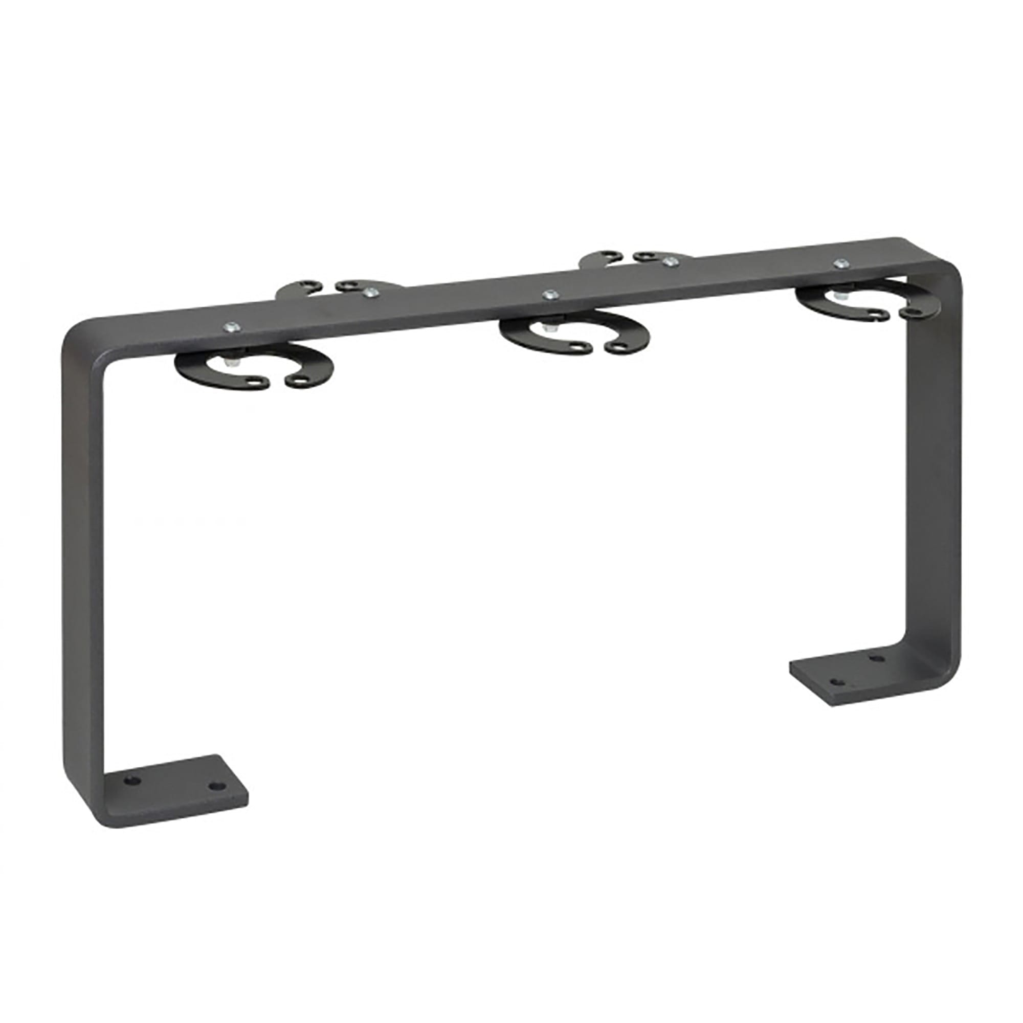 Metall Fahrradständer rechteckig, CITY-Scooter-Parker, mit Montageplatten an den Enden und 3 U-Bügeln zum Abschließen oben.