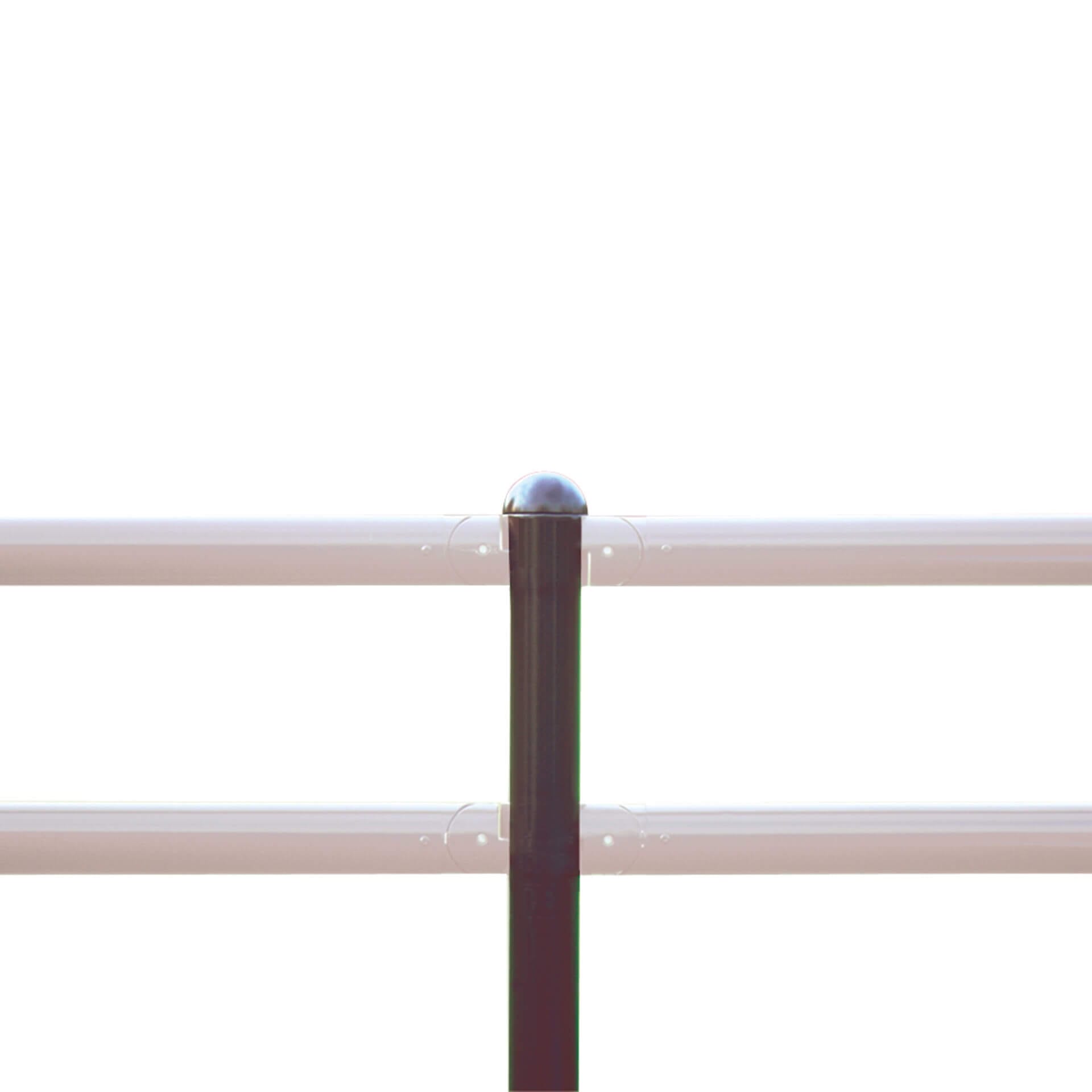 MORION Systemgeländer CLASSIQUE aus Metall mit Pfosten und zwei waagerechten Geländerstreben vor weißem Hintergrund.