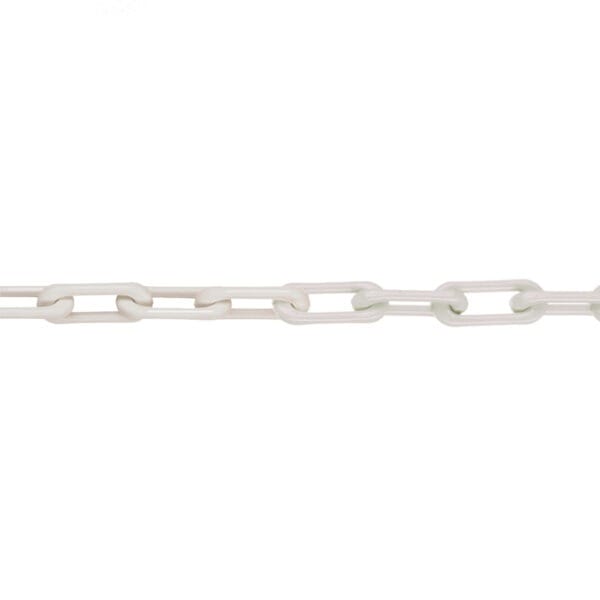 Kunststoffkette MNK-Güte 6, horizontal angeordnet, ovale Glieder, weiße Hintergrundfläche ohne weitere Objekte.
