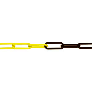 Kette mit gelben Gliedern links und schwarzen Gliedern rechts auf weißem Hintergrund, Produkt M-DEKO-Sicht 6.