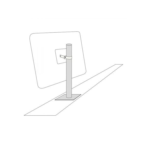 Schema eines Mauerpfostens mit quadratischem Verkehrsschild, vertikal mit Halterung am Straßenrand oder Gehweg montiert.