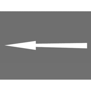 Weißer, linksweisender Pfeil auf grauem Hintergrund, Symbol für Richtung auf PROline-thermo Markierungsfolie.