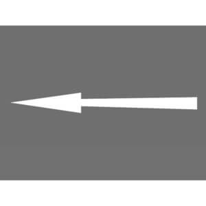Weißer, linksweisender Pfeil auf grauem Hintergrund, Symbol für Richtung auf PROline-thermo Markierungsfolie.