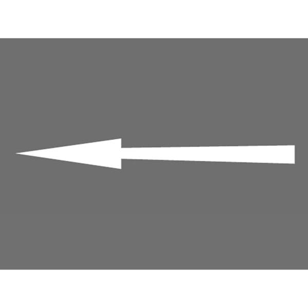Weißer, linksweisender Pfeil auf grauem Hintergrund, Symbol für Richtung auf PROline-thermo Markierungsfolie.