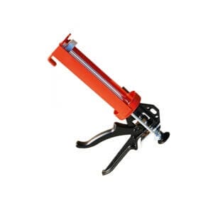 Roter und schwarzer VIAXI Primer Spender aus Kunststoff, Dosierspender auf weißem Hintergrund, geeignet für Grundierung.