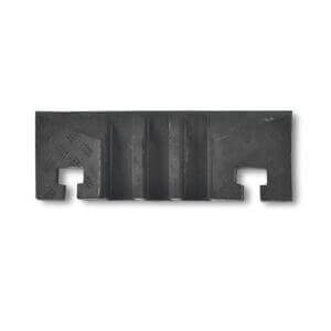 Die MORION-Kabelbrücke ist ein schwarzer, rechteckiger Gummiblock mit zwei U-Aussparungen und drei Mittelstegen.