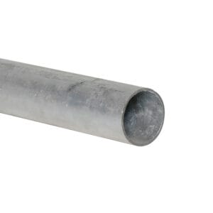 Nahaufnahme einer hohlen, zylindrischen Metall-Richtstange für TOPSTOP-10 Fahrbahnschwellen mit matter, abgenutzter Oberfläche.