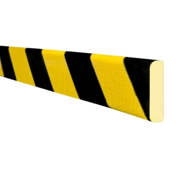Langer MORION Prallschutz Flächenschutz aus Schaumstoff, gelb-schwarz gestreift, für Kantenschutz und Ecken Stoßschutz.