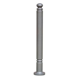 Silberner Guss-Poller FLORENZ aus Metall mit abgerundetem Kopf und breitem Standfuß, freistehend vor weißem Hintergrund.