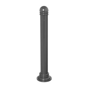 Grauer Metallpoller City-Poller GOTHA mit abgerundeter Oberseite und runder Basis, ideal als Absperrung im Außenbereich.