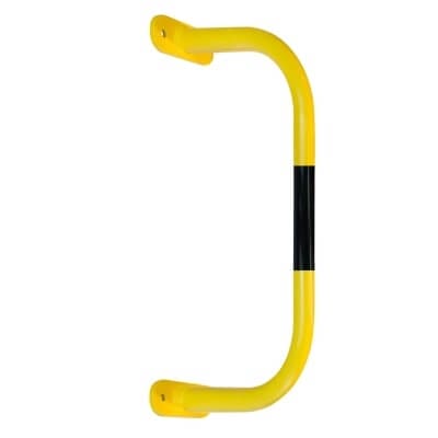 Gelber Metall-Wandschutzbügel mit schwarzem Mittelstreifen, Sicherheitsgriff für Wandmontage, rutschfest, BLACK BULL.