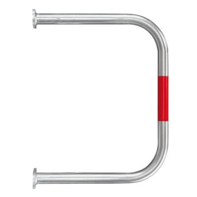 Metall-Wandschutzbügel U-Form, flache runde Enden, rote Markierung rechts unten, BLACK BULL SafeWall.