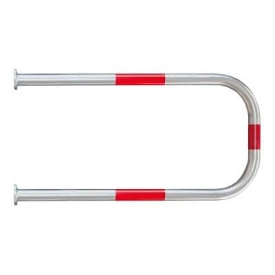 Schutzbügel aus Metall, U-Form, drei rote Reflexstreifen, für Wandmontage auf ebenen Flächen, BLACK BULL SafeWall.